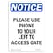Signmission OSHA Notice, 5" Height, Please Use Phone To Your Left Sign, 5" X 3.5", Portrait OS-NS-D-35-V-17633 - alternate 1